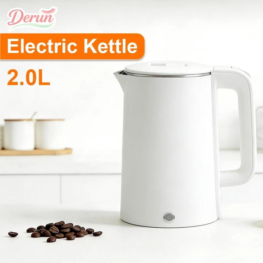 Witte Waterkoker 2L – 1500 W – Roestvrij Staal – Snel Kokend Water – Voor Koffie & Thee