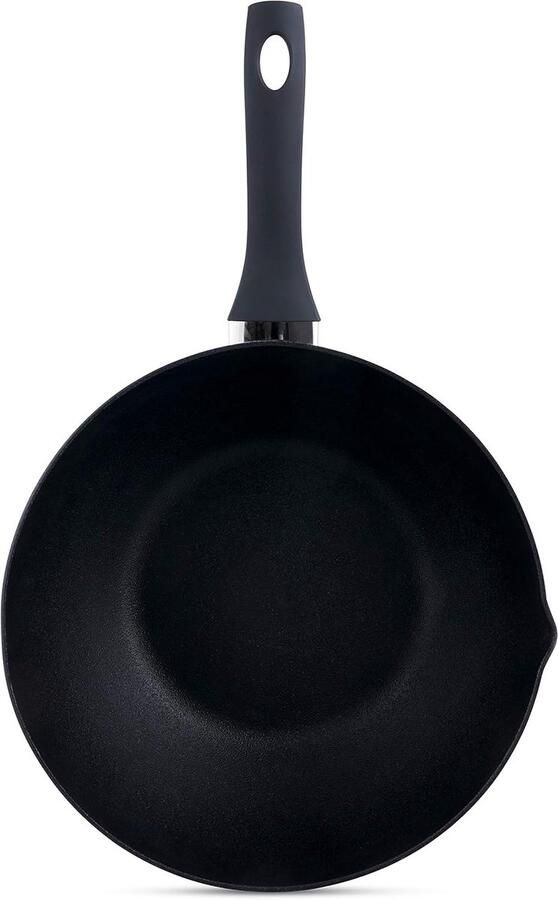 Wok 30 cm van geperst aluminium met anti-aanbaklaag geschikt voor inductie en alle kookplaten vaatwasmachinebestendig