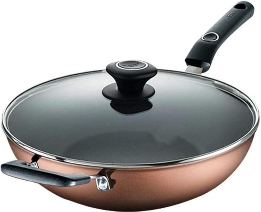 Wok Antiaanbakpan Koekenpan Pannen Lekker Koken Gelijkmatige Verhitting 30 cm Diameter Zwart