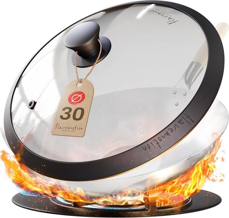 Wok Deksel Glazen Deksel Koken Onbreekbaar Glas 30 cm Transparant