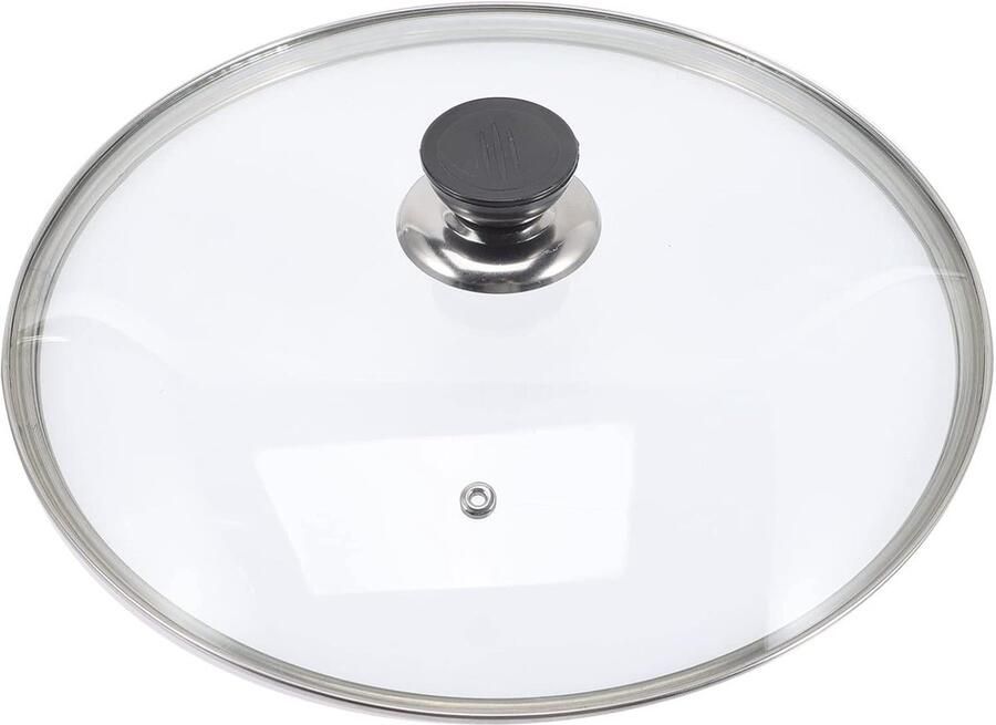 Wok Deksel Glazen Pan Deksel Koken Transparant Zicht 28CM Zwart