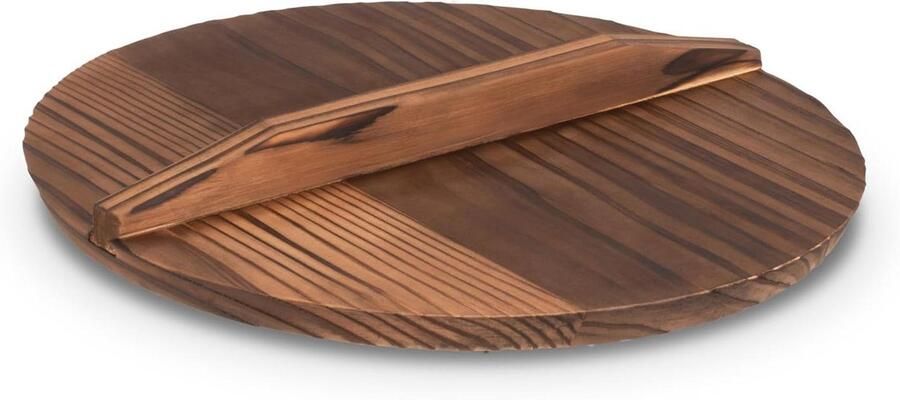 Wok Deksel Houten Deksel Aziatisch Koken Traditioneel Ontwerp 30 cm Bruin