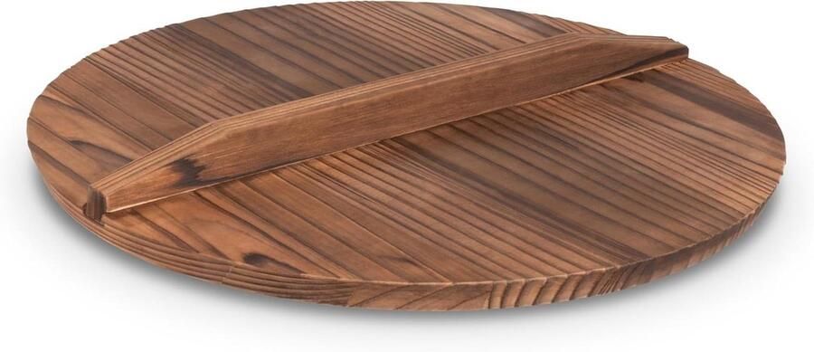 Wok Deksel Houten Deksel Aziatisch Koken Traditioneel Ontwerp 36 cm Bruin