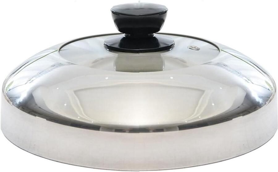 Wok Deksel Koekenpan Deksel Koken en Bakken Zichtbaar Glas 26 cm Zilver