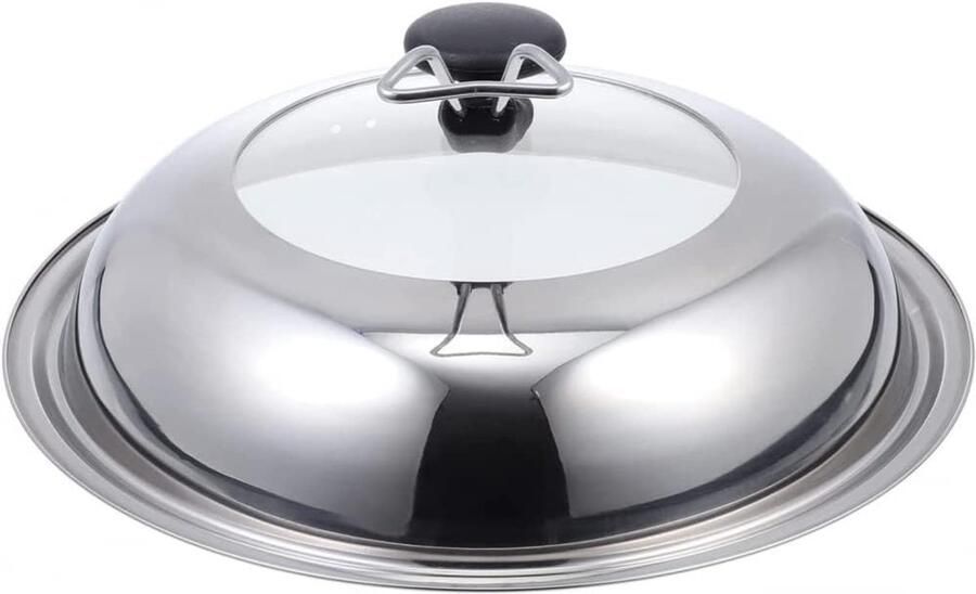 Wok Deksel Koekenpan Deksel Koken in Keuken Anti-spat Deksel 32 cm Zilver