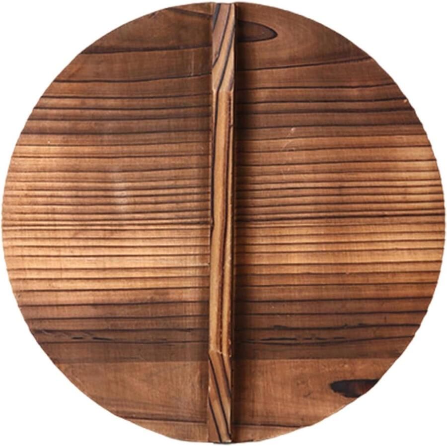 Wok Deksel Koekenpan Deksel Thuis Koken Vintage Houten Design 35x35 cm Houtkleur
