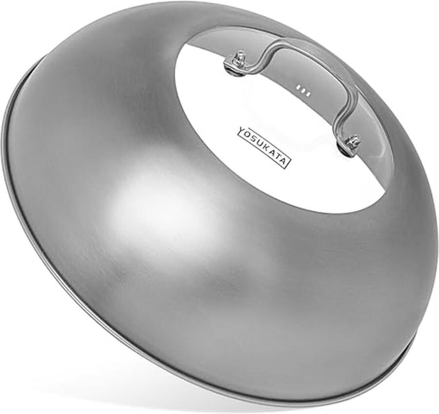 Wok Deksel Pan Deksel Efficiënt Koken Met Glazen Inzet 32.5 cm Zilverkleurig