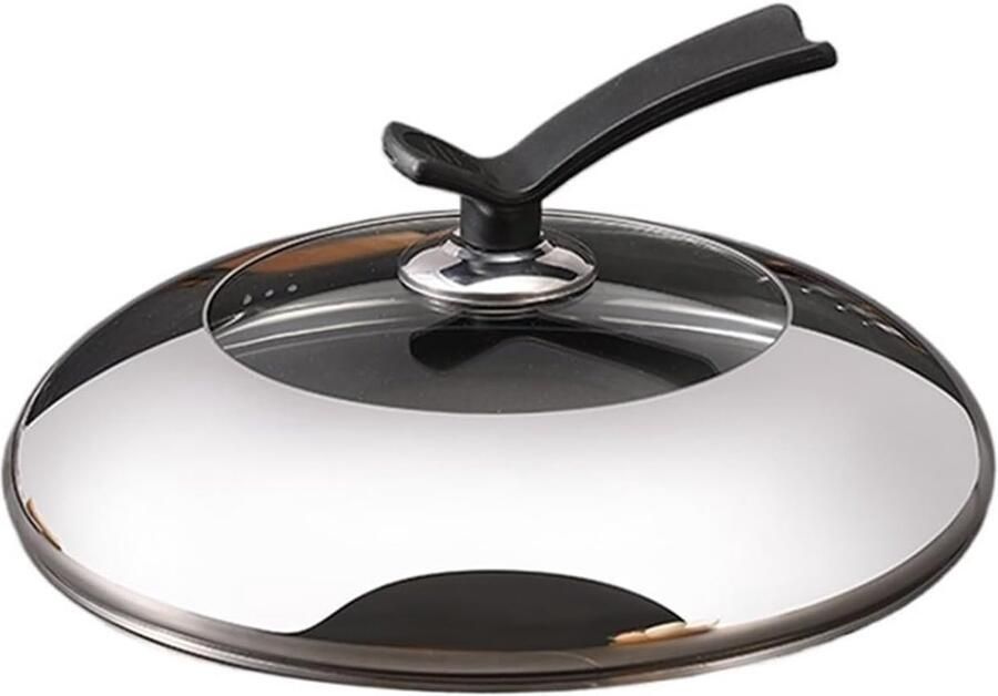 Wokdeksel Universeel Pandeksel Glas Koken en Stomen Met Glazen Inzet 16-34 cm Zilver