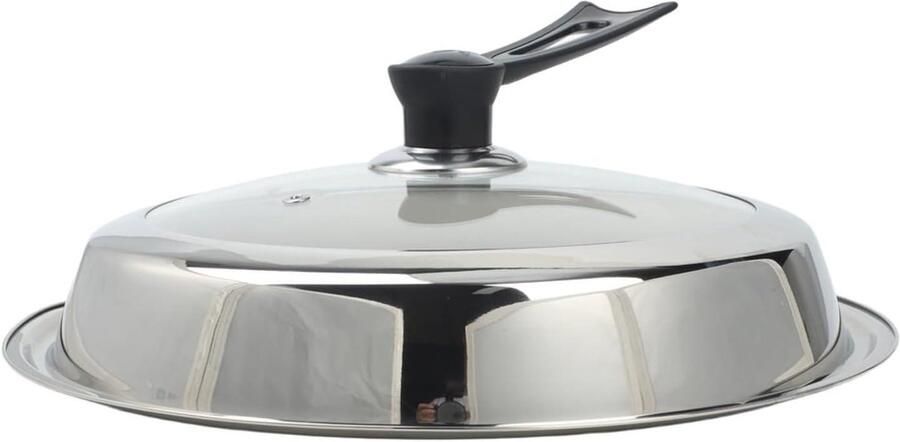Wok Deksel Koekenpan Deksel Koken met Wok Ruimtebesparend Ontwerp 36CM Zilver