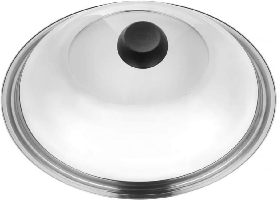 Wok Deksel Pan Deksel Koken Zichtbaar Gehard Glas 32CM Zilver