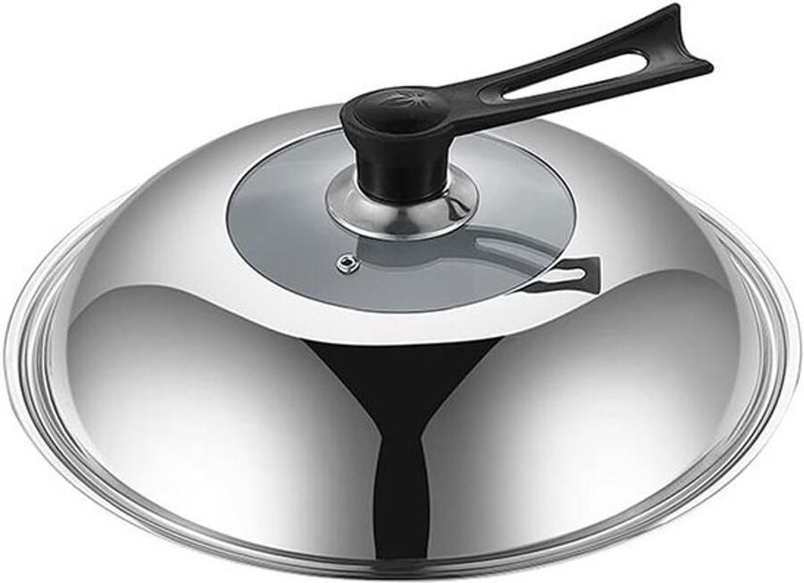 Wok Deksel Pannendeksel Koken in de Keuken Explosiebestendig Glas 36 cm Zilver