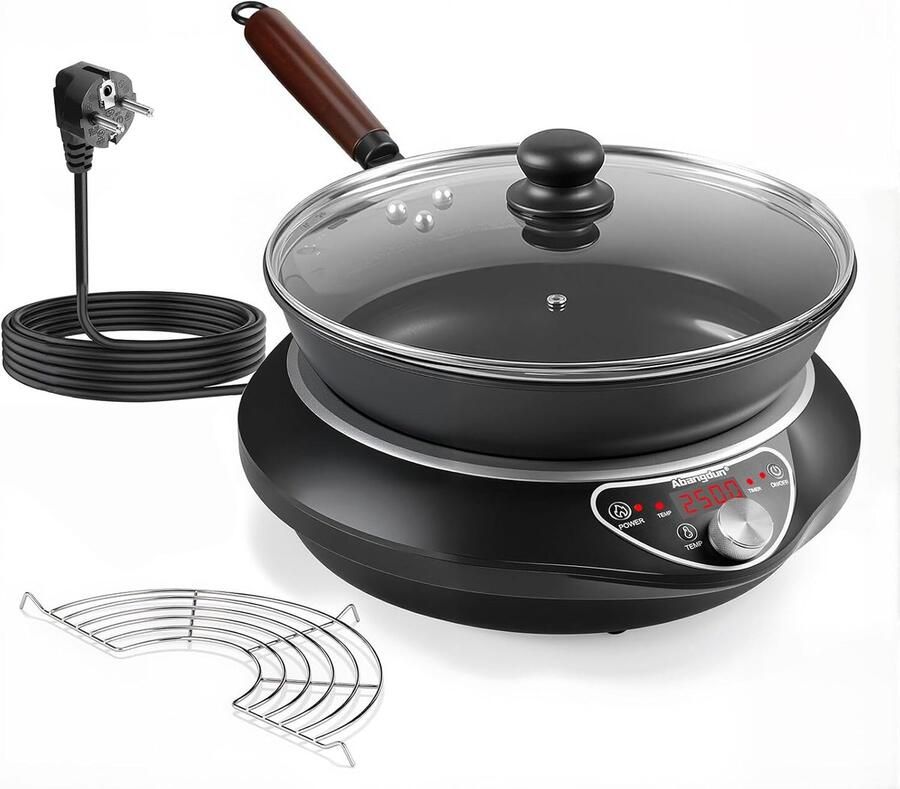 Wok Inductiekookplaat Elektrische Kookplaat Snel Koken Gelijkmatige Warmte 40 x 375 cm Zwart