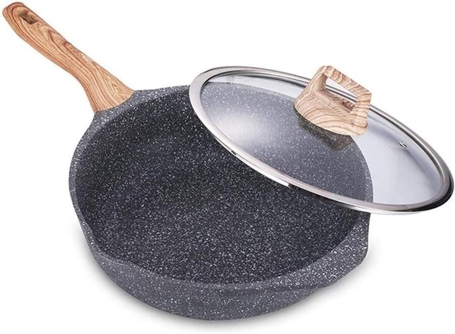Wok Koekenpan Antiaanbak Pan Lekker Koken Gegoten Aluminium 28 cm Zwart