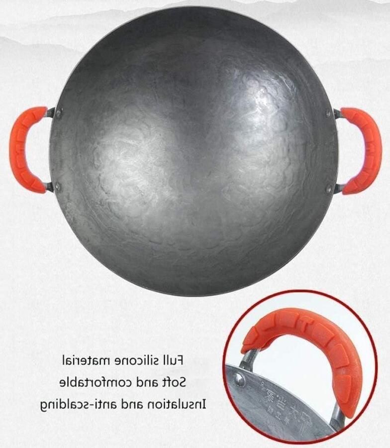 Wok Koekenpan Gietijzeren Pan Lekker Koken Handgegoten Kwaliteit 38cm Zwart