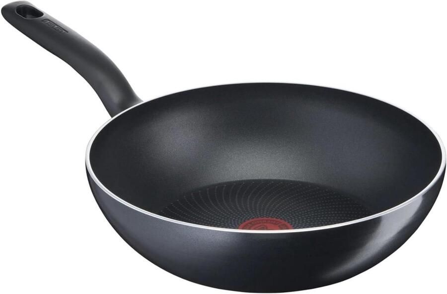 Wok Koekenpan Roerbakpan Rond Dagelijks Koken Titanium Antiaanbaklaag 28 cm Diameter Zwart