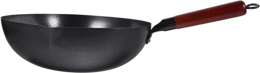 Wok Koekenpan Roerbakpan Sauteren Thuis Koken Traditionele Handgesmede 54.50X32.70X9.60CM Zwart