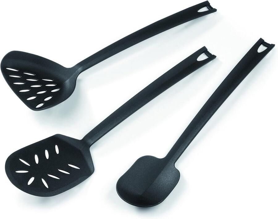 Wok kooklepel Keukenlepel Aziatisch koken Hittebestendig tot 220°C 35 cm lang Zwart