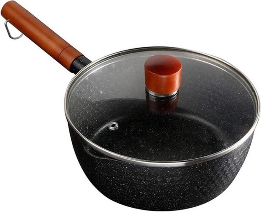Wok Kookpot Koekenpan Veelzijdig Koken Hittebestendig Handvat 18cm Diameter Zwart