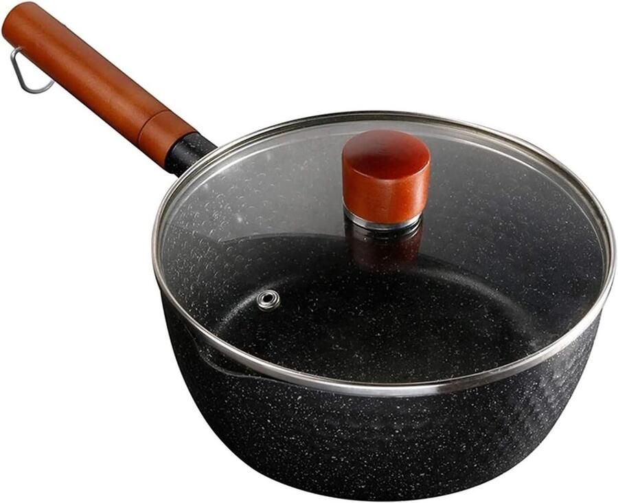 Wok Kookpot Koekenpan Veelzijdig Koken Hittebestendig Handvat 18cm Diameter Zwart