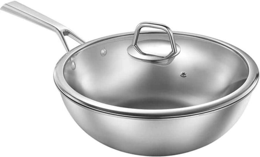 Wok met Deksel Koekenpan Koopman Gezond Koken Pure Titanium 34 cm Zilver