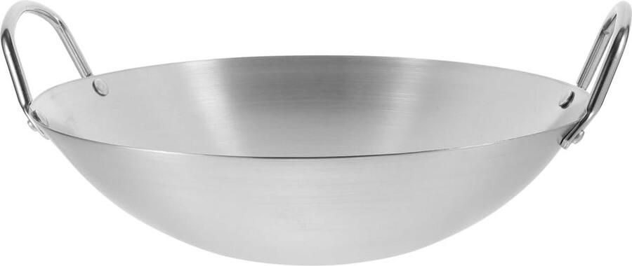Wok met handgrepen Roerbakpan koekenpan Koken en bakken Gelijkmatige warmteverdeling 32 cm Chroom