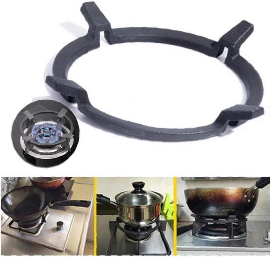 Wok Ondersteuning Panhouder Gietijzer Stabiel Koken Speciaal Ontworpen 16cm Diameter Zwart