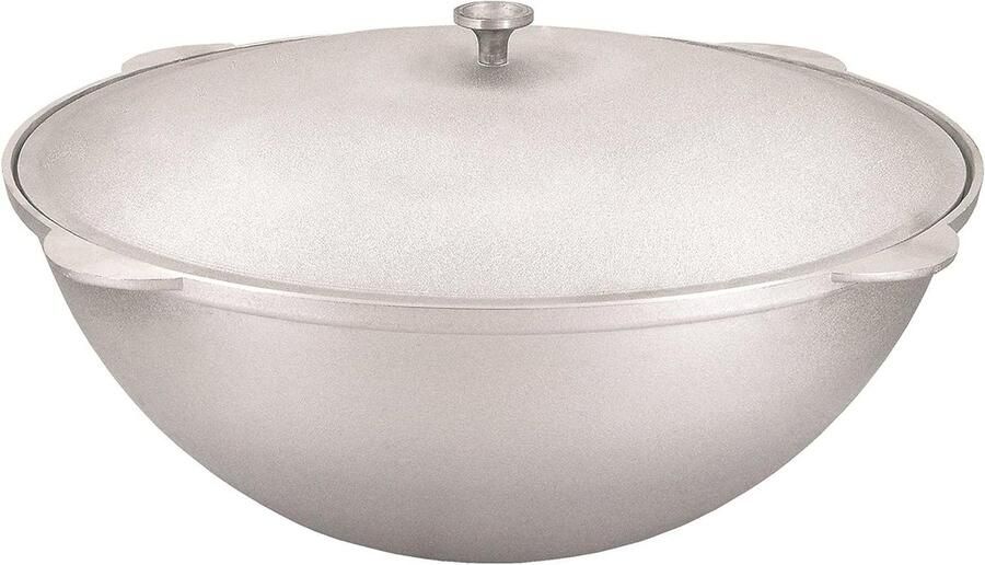 Wok Pan Gietijzeren Pan Buiten Koken Gietaluminium 15 Liter Zilver
