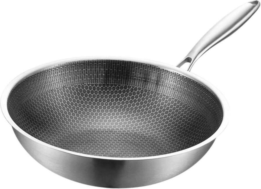 Wok Pan Keukenpan Koekenpan Koken en Bakken Honingraatstructuur 56x34x8.5CM Zilverkleurig