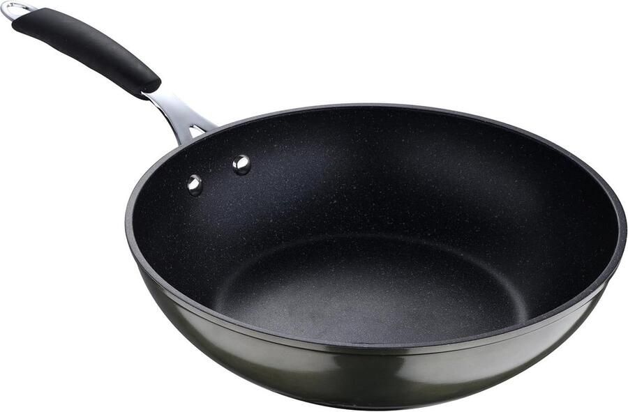 Wok Pan Koekenpan Aziatisch Gezond Koken Quantanium Anti-aanbaklaag 28 cm Groen