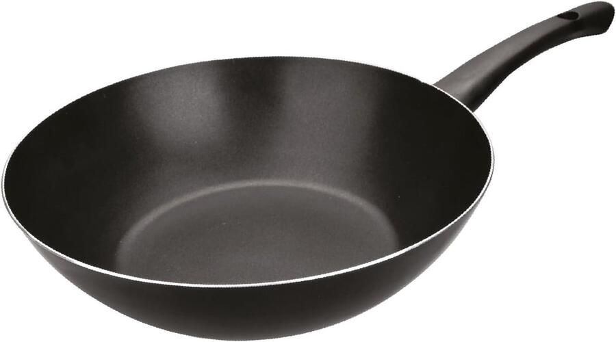 Wok Pan Koekenpan Aziatisch Koken Dubbele Antiaanbaklaag 16 cm Zwart
