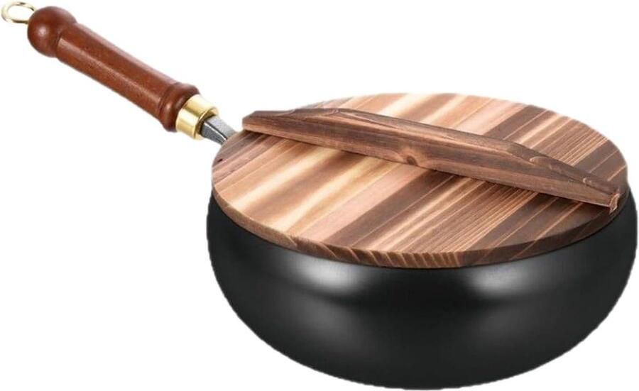 Wok Pan Koekenpan Aziatisch Koken Handgesmeed IJzer 28 cm Zwart