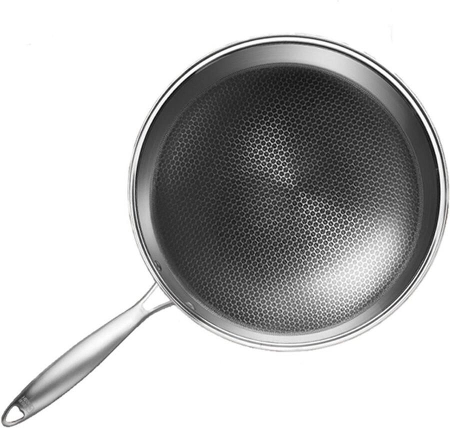 Wok Pan Koekenpan Aziatisch Koken Honingraat Structuur 32 cm Zwart