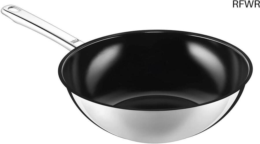 Wok Pan Koekenpan Aziatisch Koken Minerale Antiaanbaklaag Ø 28 cm Zilverkleurig