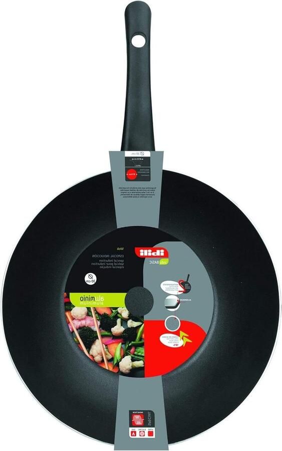 Wok Pan Koekenpan Aziatisch Koken Non-stick Coating 30 cm Zwart