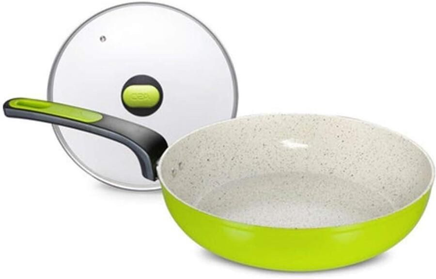 Wok Pan Koekenpan Braadpan Koken en Bakken Keramische Antiaanbaklaag 27.5x28x21 cm Groen