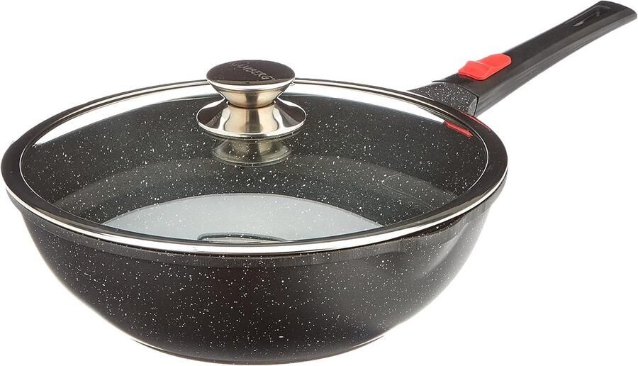 Wok Pan Roerbakpan Gezond Koken Afneembare Handgreep 30 cm Zwart
