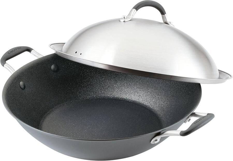 Wok Pan Koekenpan Gezond Koken Krasbestendig Oppervlak 36 cm Grafiet