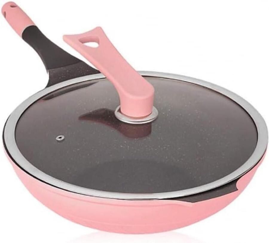 Wok Pan Koekenpan Gezond Koken Olievrij Bakken 32 cm Roze