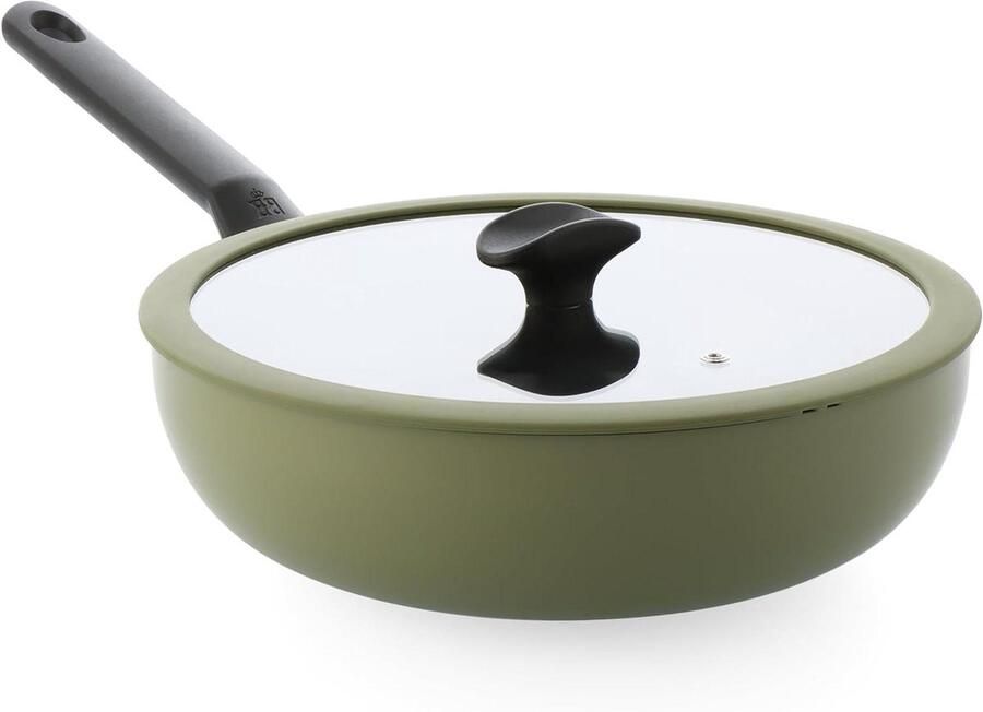Wok Pan Koekenpan Gezond Koken PFAS-Vrije Coating 28 cm 4.2L Olijfgroen