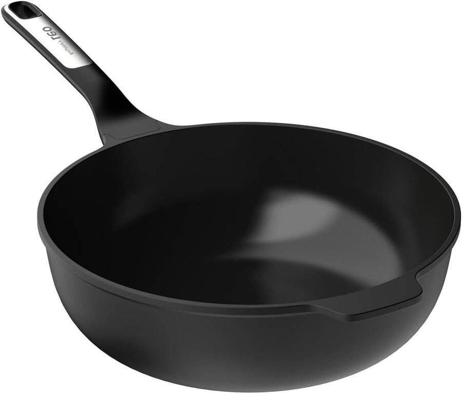 Wok Pan Koekenpan Gezond Koken Recycled Aluminium 28 cm Zwart