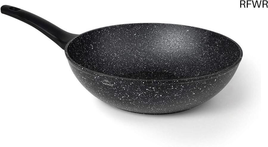 Wok Pan Koekenpan Gezond Koken Volledige Inductie Bodem 28 cm Zwart