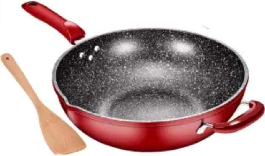 Wok Pan Koekenpan Hapjespan Gezond Koken Keramische Anti-aanbaklaag 28 cm Zwart