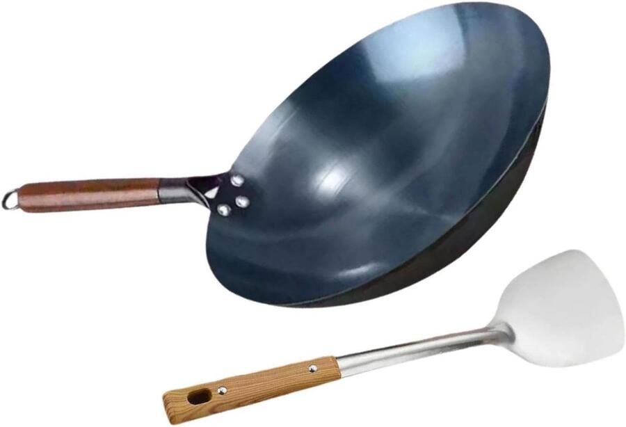 Wok Pan Koekenpan Heerlijk Koken Antiaanbaklaag 32 cm Zwart