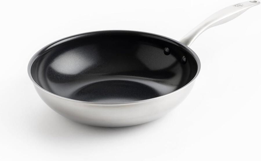 Wok Pan Koekenpan Keuken Gezond Koken Keramische Anti-aanbaklaag 28 cm Zilver Zwart