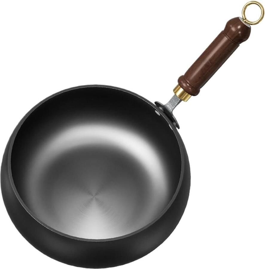 Wok Pan Koekenpan Koekepan Aziatisch Koken Gehamerd IJzer 28 cm Zwart