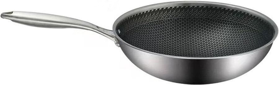 Wok Pan Koekenpan Koekepan Koken Visgraat Coating 34CM Zilver