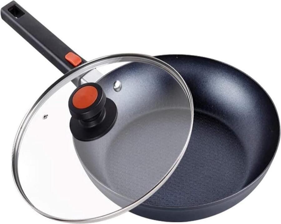 Wok Pan Koekenpan Kooktoestel Keuken Koken Antiaanbaklaag Binnen Buiten 26x26x5.5 cm Zwart