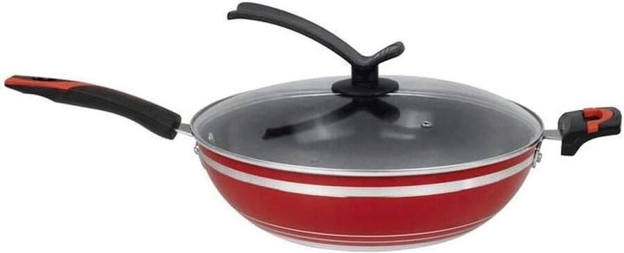 Wok Pan Koekenpan Koop Gezond Koken Gietijzer Aluminium 32 cm Zwart