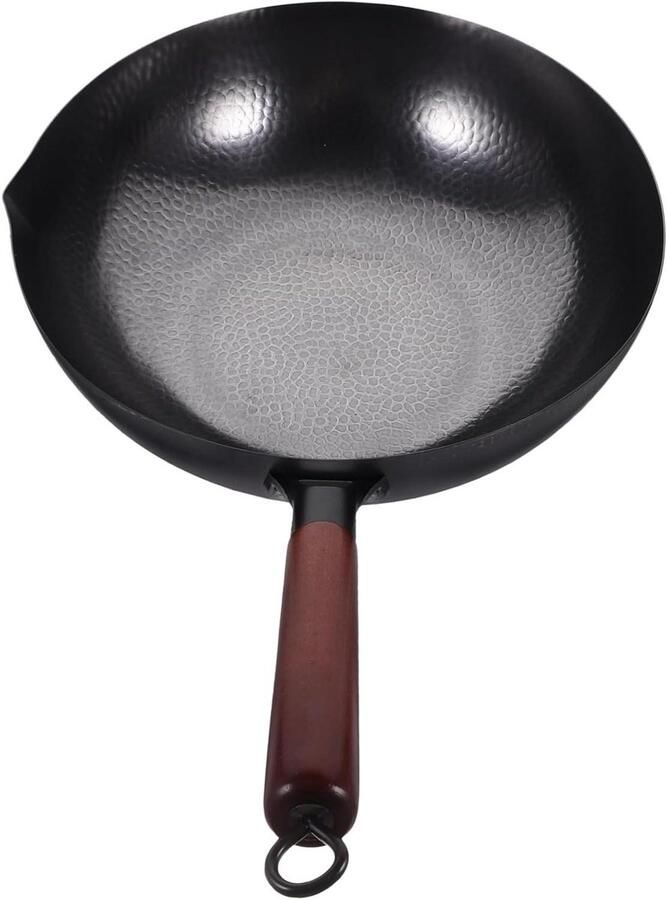 Wok Pan Koekenpan Koop Koken Handgesmeed IJzer 54.50X32.70X9.60CM Zilver