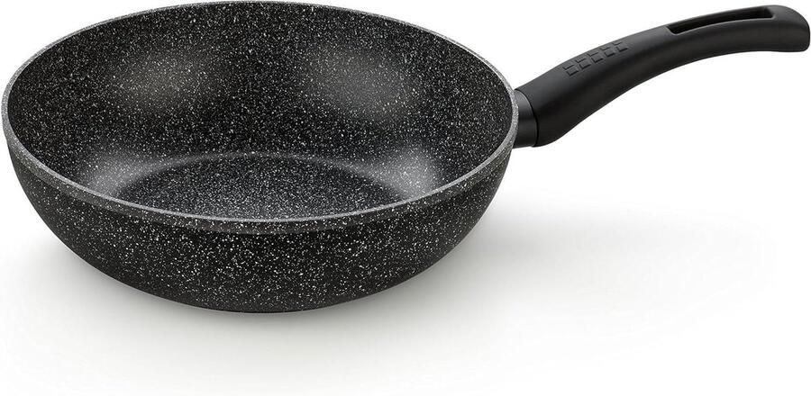Wok Pan Koekenpan Koop Snel Koken 4-laags Steenlook Coating 28 cm Antraciet